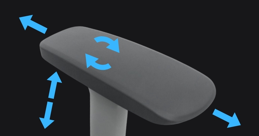 Podłokietniki 3D z nakładkami PU fotela VOYAGER